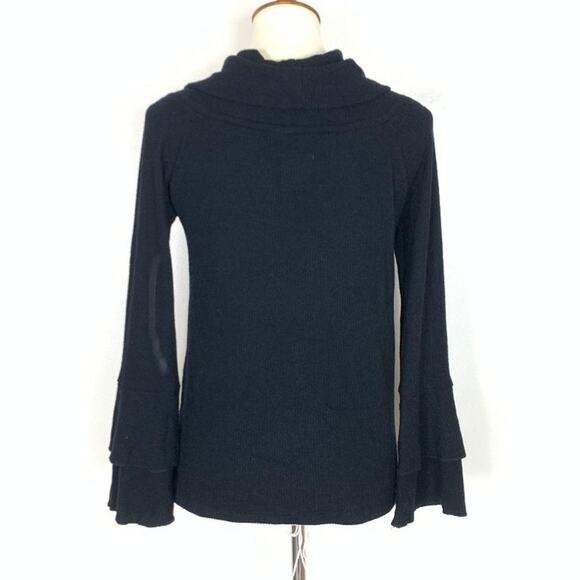 Chaser Rib Off Shoulder Cowlneck Knit Top Medium Bell Sleeve - Picture 3 of 7